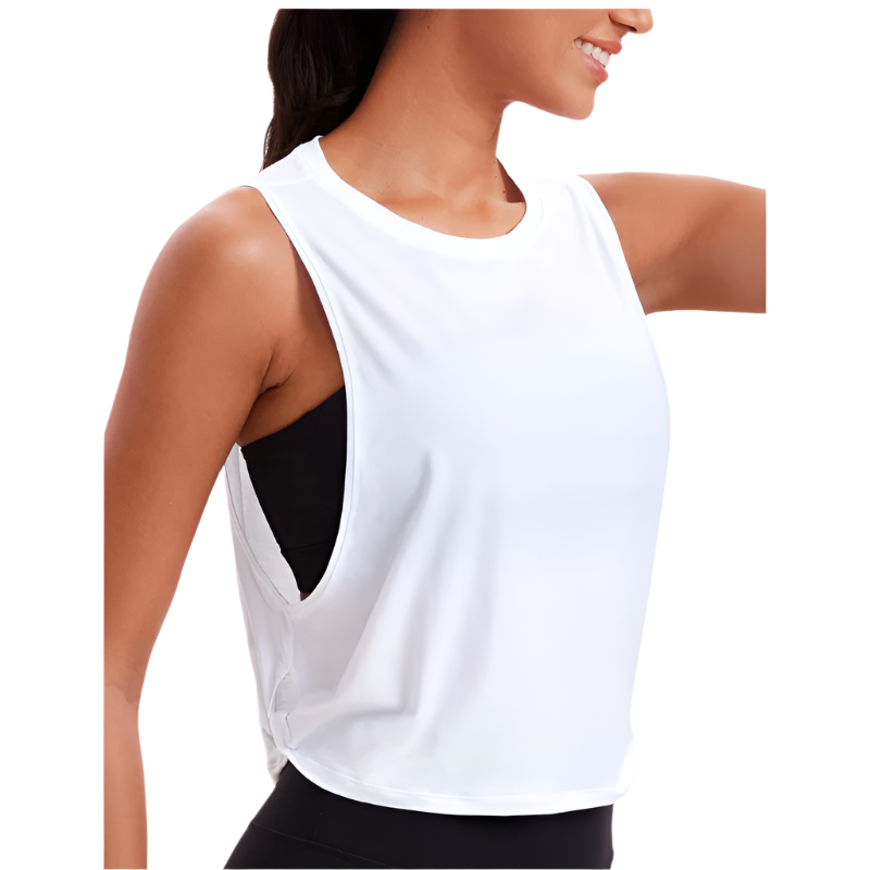 Women's Cropped Workout Tank Top | Sleeveless Fit | Cotton Blend for Yoga and Running