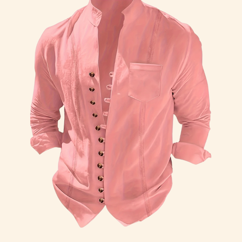 Long‑Sleeve Button‑Up Shirt | Retro Casual | Cotton‑Linen Blend, Loose Fit