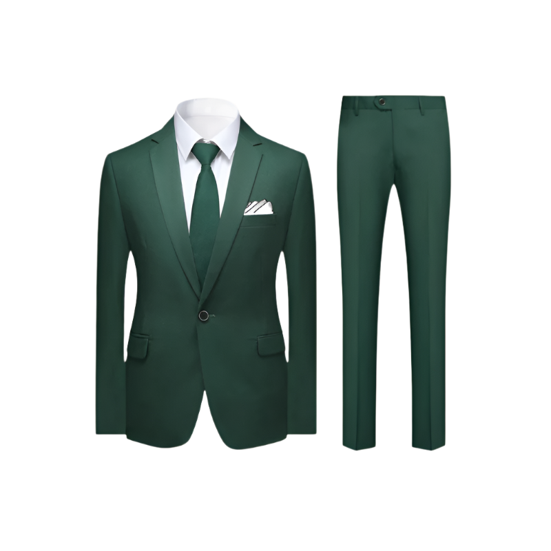 Men’s Business Suit Set | Classic Solid Color | One-Button Blazer and Dress Pants