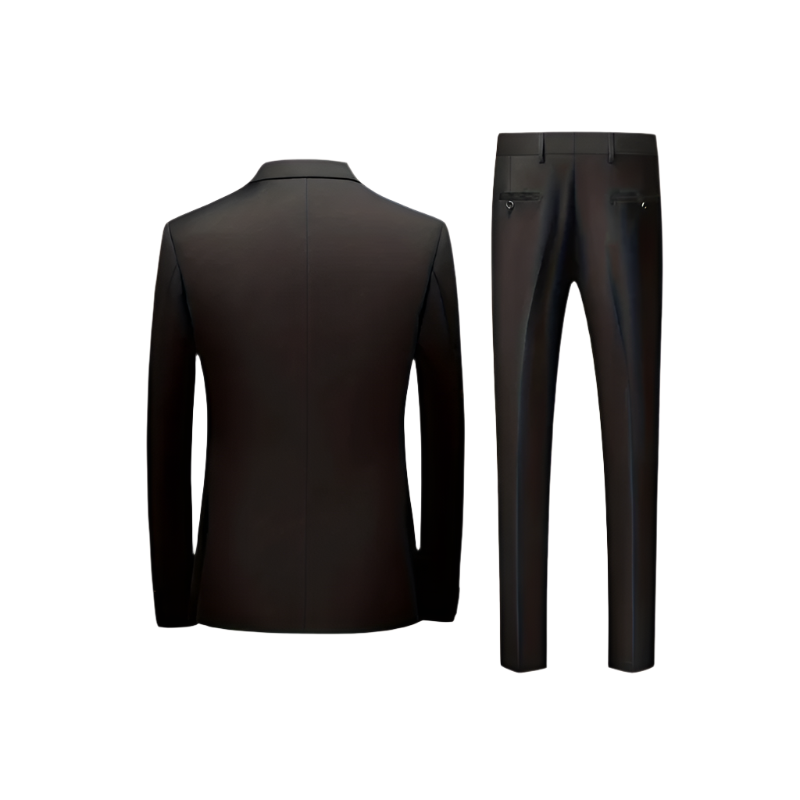 Men’s Formal Suit Set | Elegant 2-Piece Design | Solid Color Blazer and Trousers in Polyester-Rayon Blend