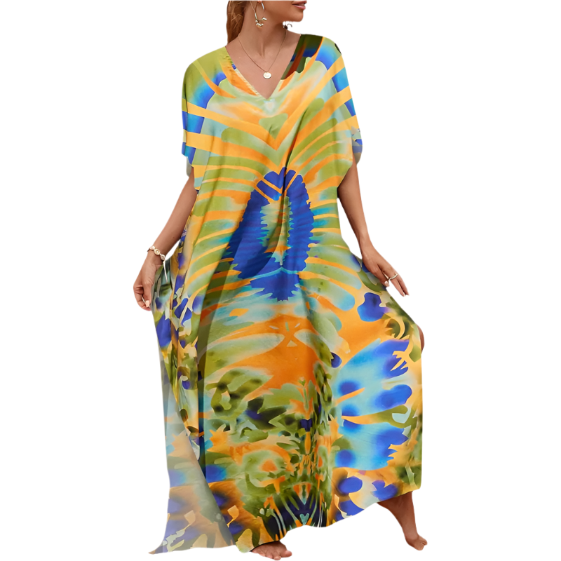Beach Kaftan Dress | Casual Short-Sleeve | Lightweight Swim Cover-Up