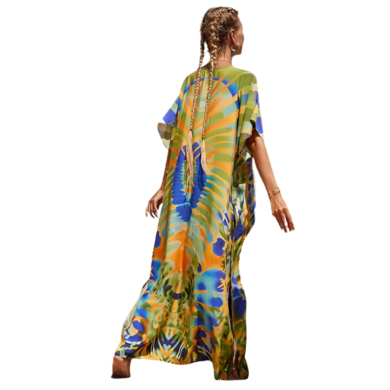 Beach Kaftan Dress | Casual Short-Sleeve | Lightweight Swim Cover-Up
