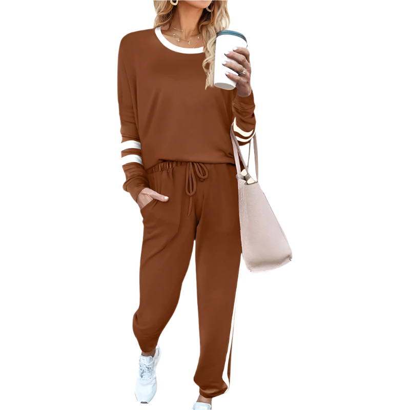 Women's Sweatsuit Set | Casual 2-Piece Outfit | Crewneck Pullover with Elastic Waist Pants