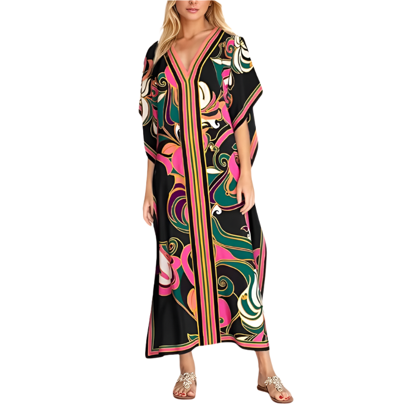Beach Kaftan Dress | Casual Short-Sleeve | Lightweight Swim Cover-Up
