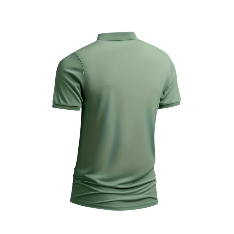 Men’s Polo Shirt | Solid Color Short Sleeve | Button Collar, Knit Polyester, Regular Fit