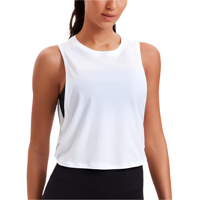 Women's Cropped Workout Tank Top | Sleeveless Fit | Cotton Blend for Yoga and Running