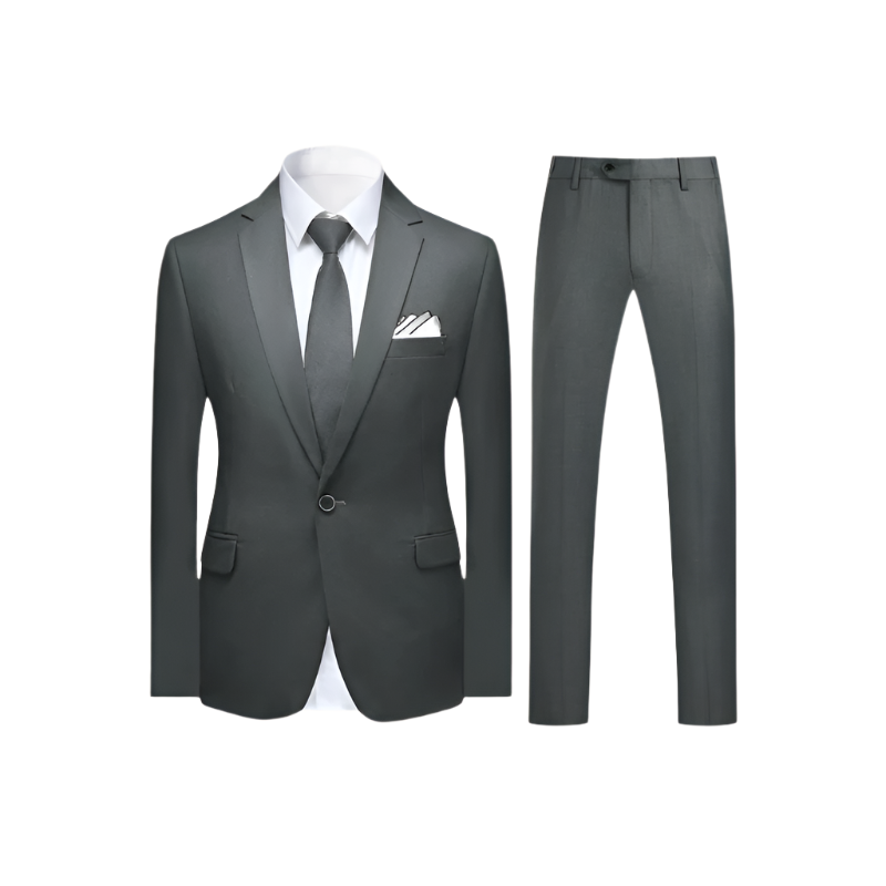 Men’s Business Suit Set | Classic Solid Color | One-Button Blazer and Dress Pants