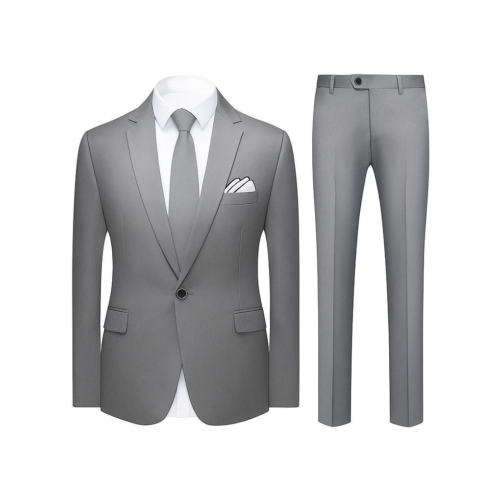 Men’s Business Suit Set | Classic Solid Color | One-Button Blazer and Dress Pants