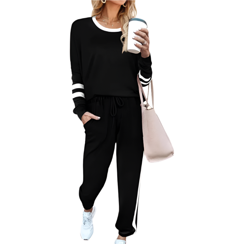 Women's Sweatsuit Set | Casual 2-Piece Outfit | Crewneck Pullover with Elastic Waist Pants