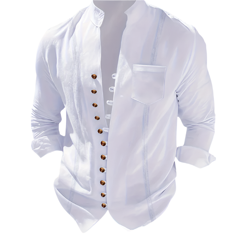 Long‑Sleeve Button‑Up Shirt | Retro Casual | Cotton‑Linen Blend, Loose Fit