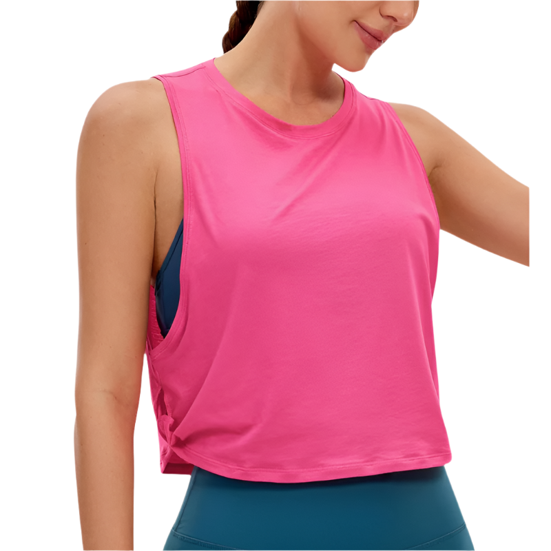 Women's Cropped Workout Tank Top | Sleeveless Fit | Cotton Blend for Yoga and Running