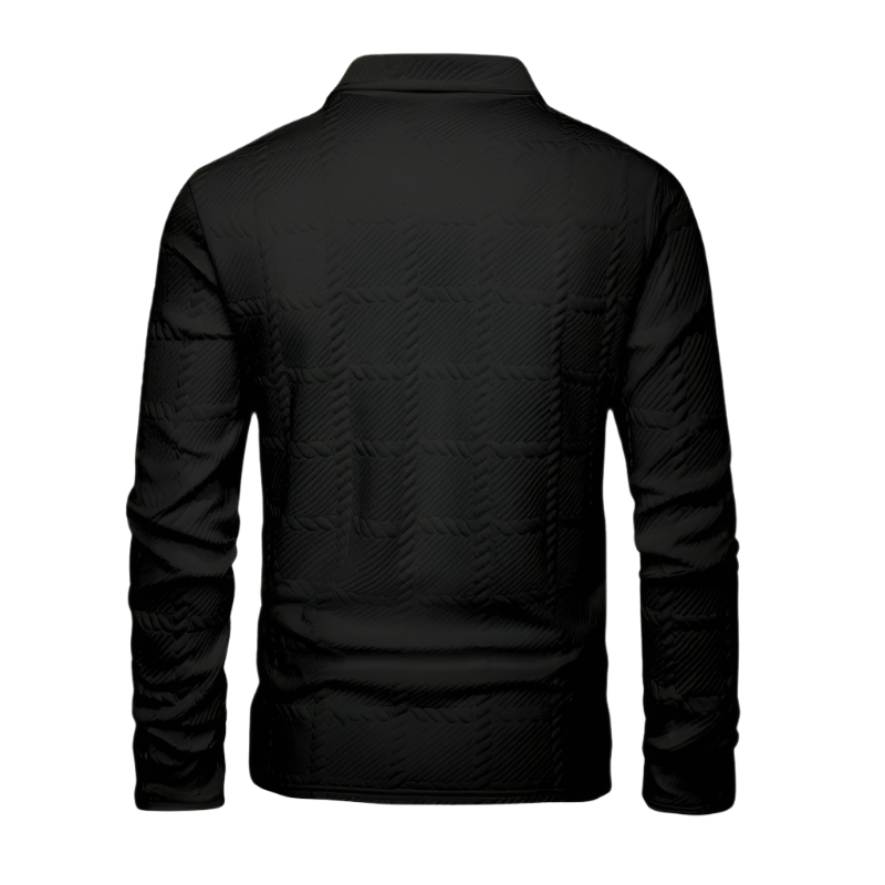 Men’s Polo Shirt | Casual Knit Style | Geometric Jacquard Pattern, Button Collar, Polyester