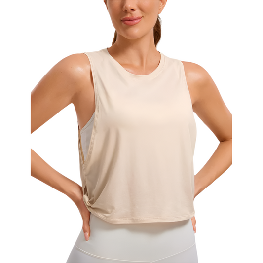 Women's Cropped Workout Tank Top | Sleeveless Fit | Cotton Blend for Yoga and Running