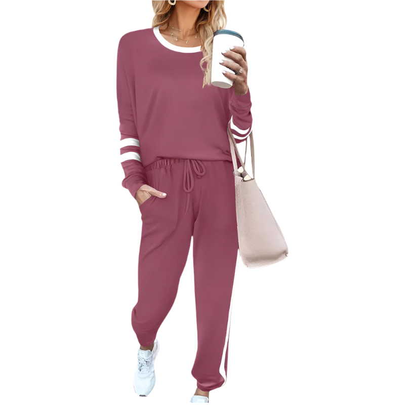 Women's Sweatsuit Set | Casual 2-Piece Outfit | Crewneck Pullover with Elastic Waist Pants