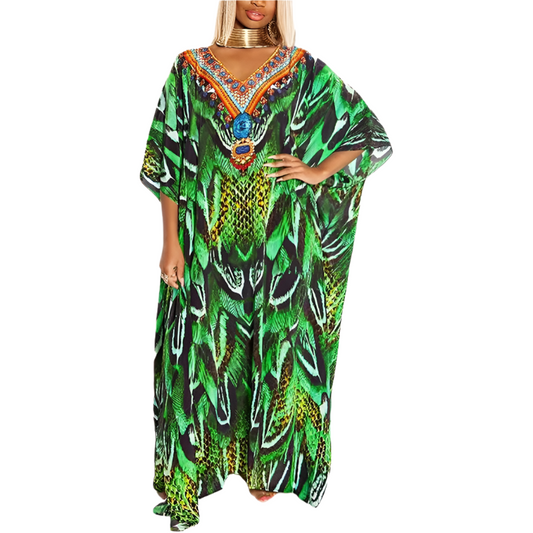 Beach Kaftan Dress | Casual Short-Sleeve | Lightweight Swim Cover-Up