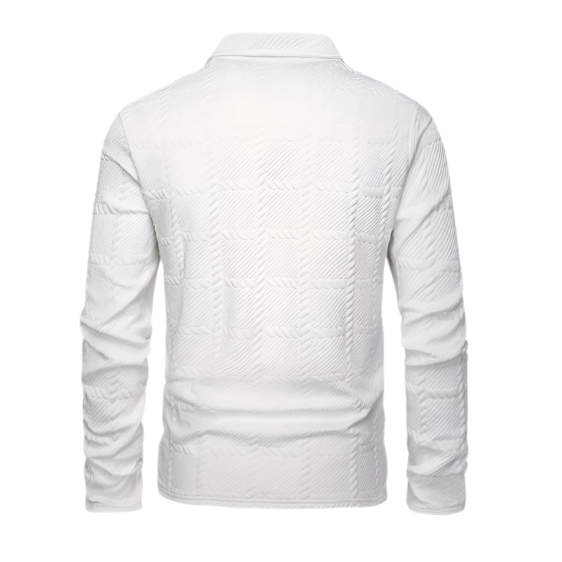 Men’s Polo Shirt | Casual Knit Style | Geometric Jacquard Pattern, Button Collar, Polyester