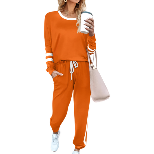 Women's Sweatsuit Set | Casual 2-Piece Outfit | Crewneck Pullover with Elastic Waist Pants