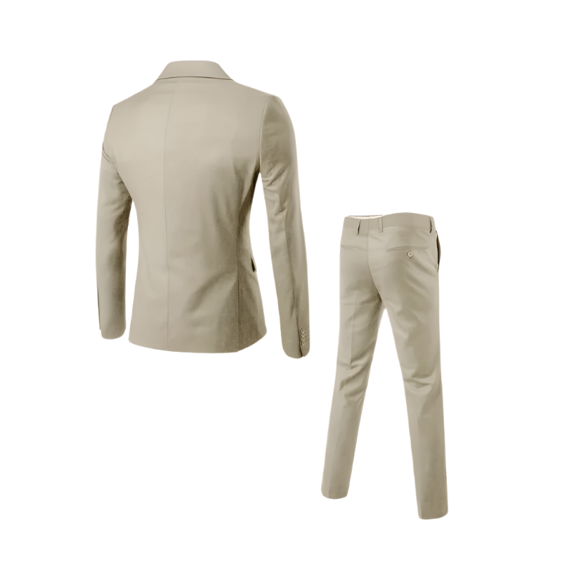 Men’s Formal Suit Set | Elegant 2-Piece Design | Solid Color Blazer and Trousers in Polyester-Rayon Blend