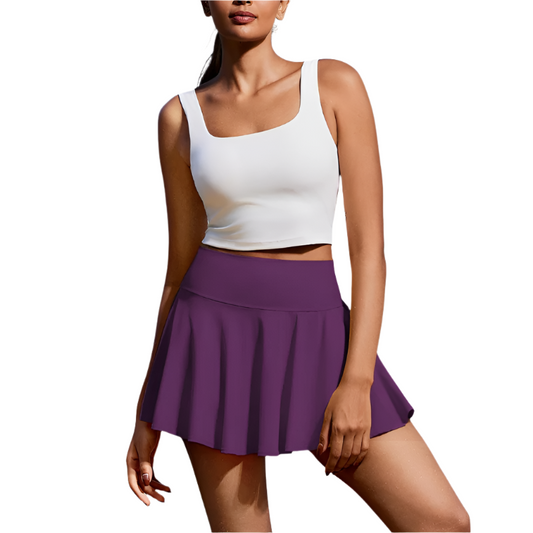 Tennis Skort | High-Waist Pleated Skirt | Built-In Shorts & Phone Pocket