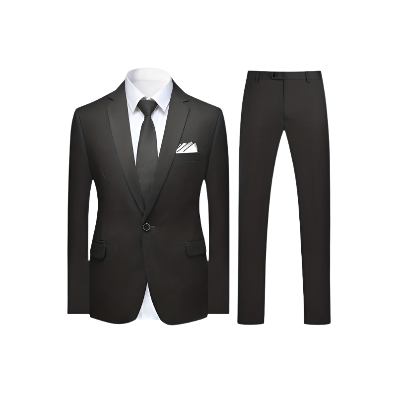 Men’s Business Suit Set | Classic Solid Color | One-Button Blazer and Dress Pants