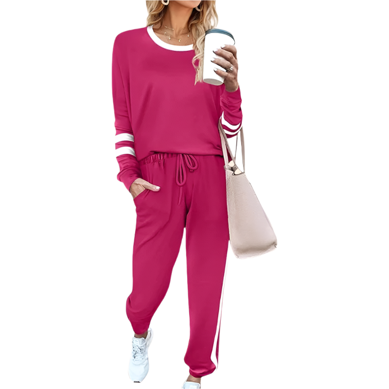 Women's Sweatsuit Set | Casual 2-Piece Outfit | Crewneck Pullover with Elastic Waist Pants