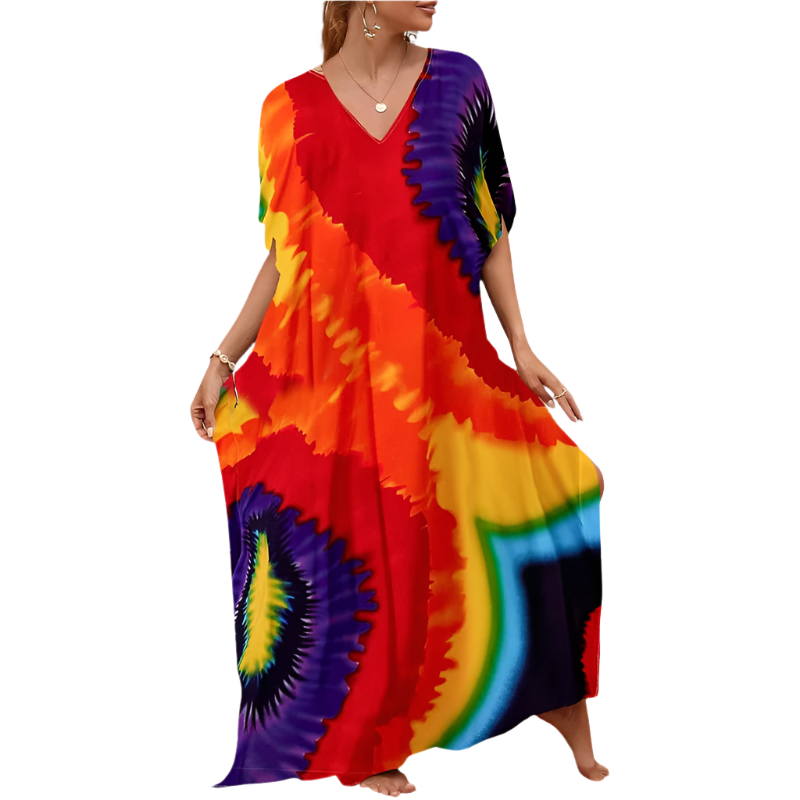 Beach Kaftan Dress | Casual Short-Sleeve | Lightweight Swim Cover-Up