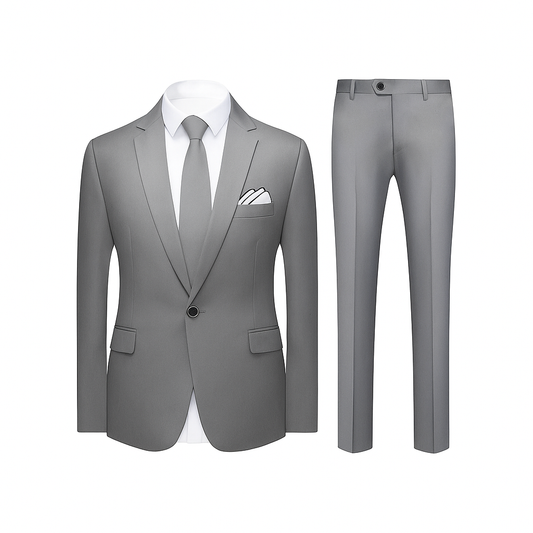 Men’s Business Suit Set | Classic Solid Color | One-Button Blazer and Dress Pants
